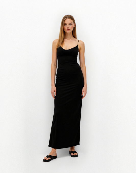 Strappy crepe midi dress