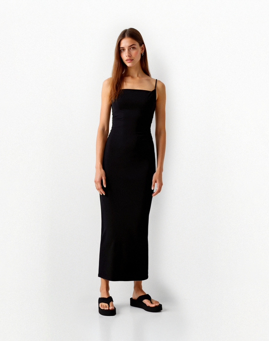 Strappy crepe midi dress