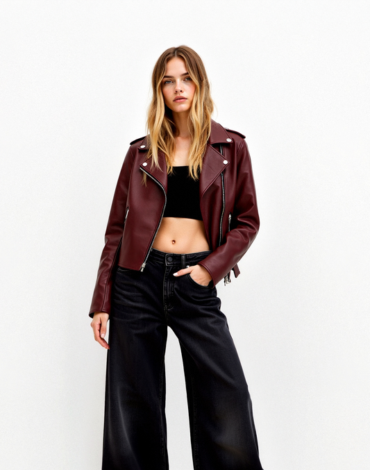 Faux leather biker jacket